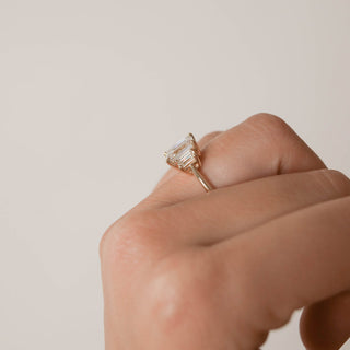 1.70CT Emerald Cut Three Stone Moissanite Diamond Engagement Ring