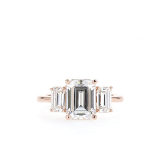 1.70CT Emerald Cut Three Stone Moissanite Diamond Engagement Ring