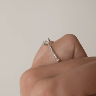 1.05CT Round Pave Moissanite Diamond Engagement Ring