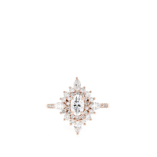 0.55CT Oval Double Halo Moissanite Diamond Engagement Ring