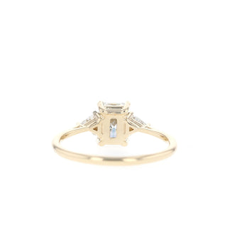 1.10CT Emerald Cut Three Stone Moissanite Diamond Engagement Ring