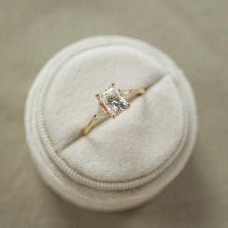 1.10CT Emerald Cut Three Stone Moissanite Diamond Engagement Ring