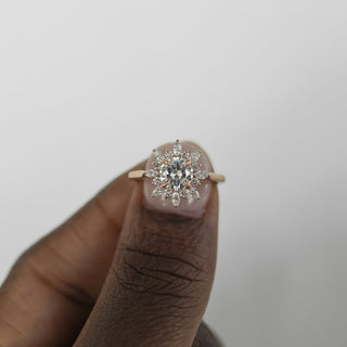 1.05CT Round Cluster Moissanite Diamond Engagement Ring