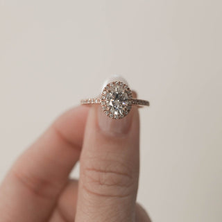 1.20CT Oval Halo Moissanite Diamond Engagement Ring