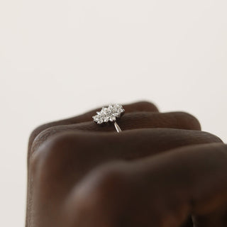 0.1CT Round Cluster Moissanite Diamond Engagement Ring