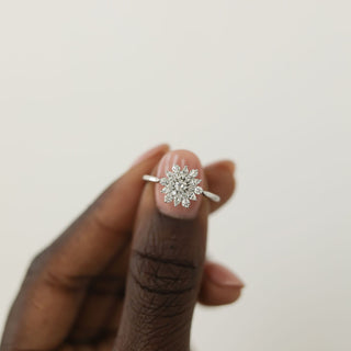 0.1CT Round Cluster Moissanite Diamond Engagement Ring