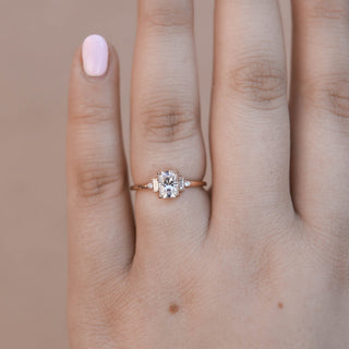 1.10CT Emerald Cut Five Stone Moissanite Diamond Engagement Ring