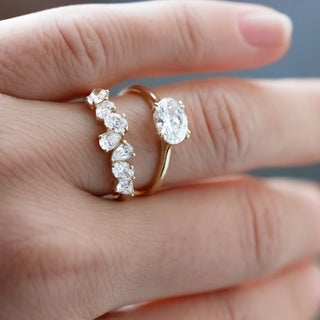 Moissanite engagement rings with minimalist asymmetrical