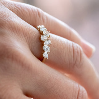 Moissanite engagement rings with minimalist cathedral shank