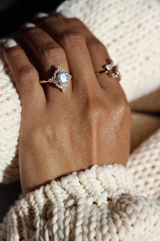 Antique-style moissanite engagement rings