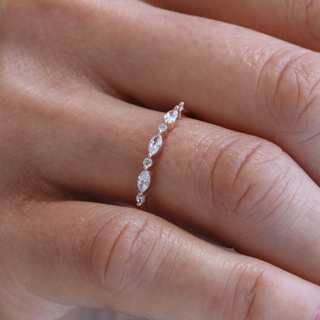 Moissanite engagement rings with minimalist hidden gemstone accents