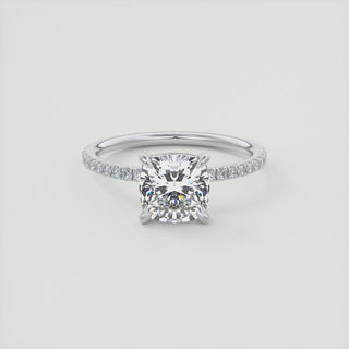 2CT Cushion Pave Moissanite Diamond Four Prong Engagement Ring