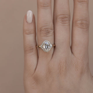 1.20CT Oval Halo Moissanite Diamond Engagement Ring