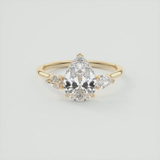 2CT Pear Cathedral Set Moissanite Diamond Solitaire Engagement Ring