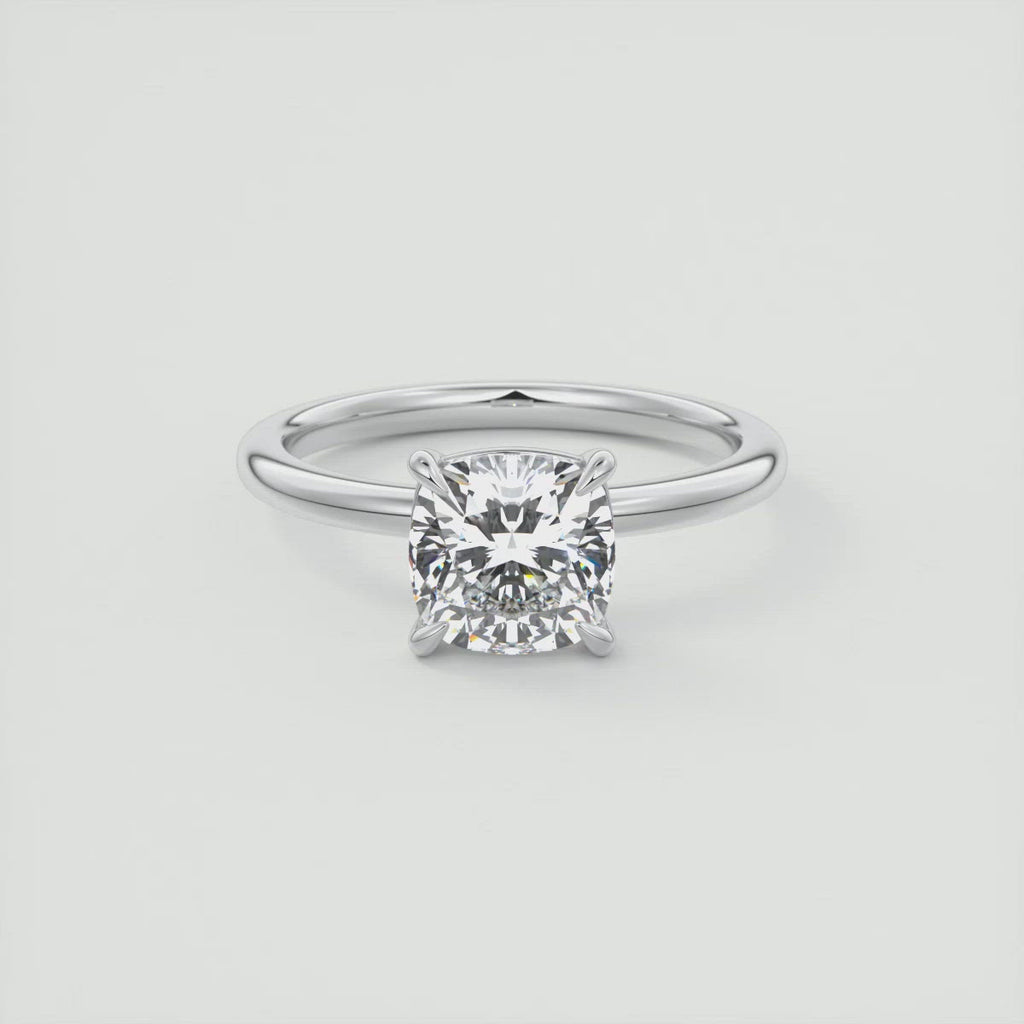 2CT Cushion Cut Moissanite Solitaire Prong Engagement Ring