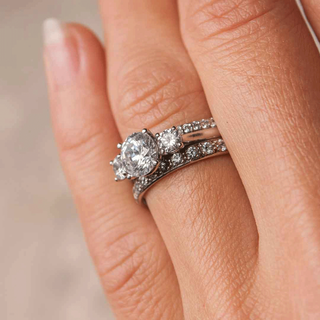 Moissanite engagement rings with minimalist hidden halo