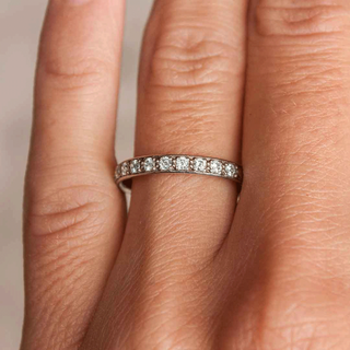 Moissanite engagement rings with minimalist open gallery