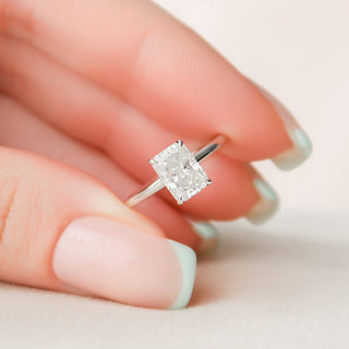 1.50CT Radiant Cut Moissanite Hidden Halo Engagement Ring