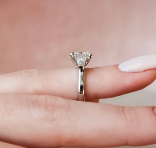 3.0CT Princess Cut Moissanite 3 Stone Engagement Ring