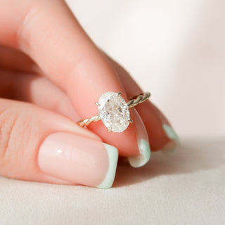 Oval Hidden Halo Moissanite Diamond Braided Engagement Ring
