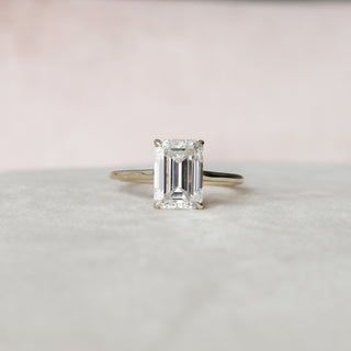 4.0CT Emerald Cut Moissanite Hidden Halo Engagement Ring