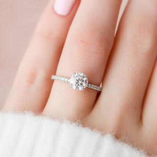 Delicate moissanite engagement ring
