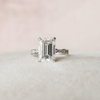 5.0CT Emerald Cut Art Deco Moissanite Engagement Ring