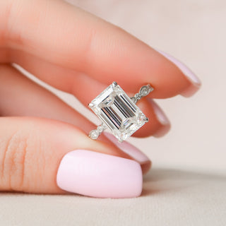 5.0CT Emerald Cut Art Deco Moissanite Engagement Ring