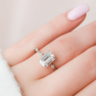 2.50CT Emerald Cut Solitaire Moissanite Engagement Ring