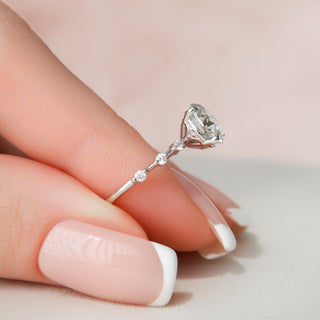 2.0CT Round Cut Hidden Halo Moissanite Diamond Engagement Ring