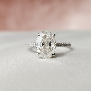 3.0CT Oval Cut Hidden Halo Moissanite Engagement Ring