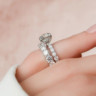 Moissanite halo engagement rings with rose gold