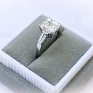 1.75CT Asscher Three Stone Moissanite Diamond Solitaire Engagement Ring