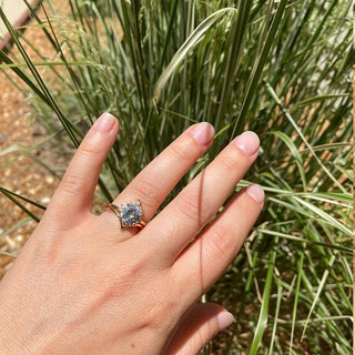 Moissanite engagement rings with minimalist vintage-inspired accents
