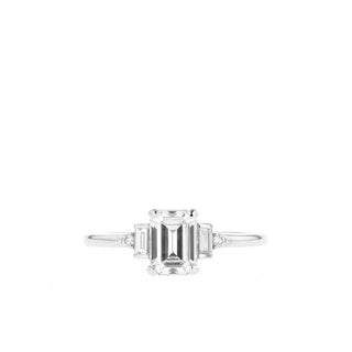 1.10CT Emerald Cut Five Stone Moissanite Diamond Engagement Ring