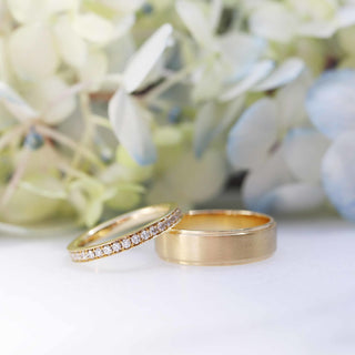 Moissanite wedding set with baguette diamonds